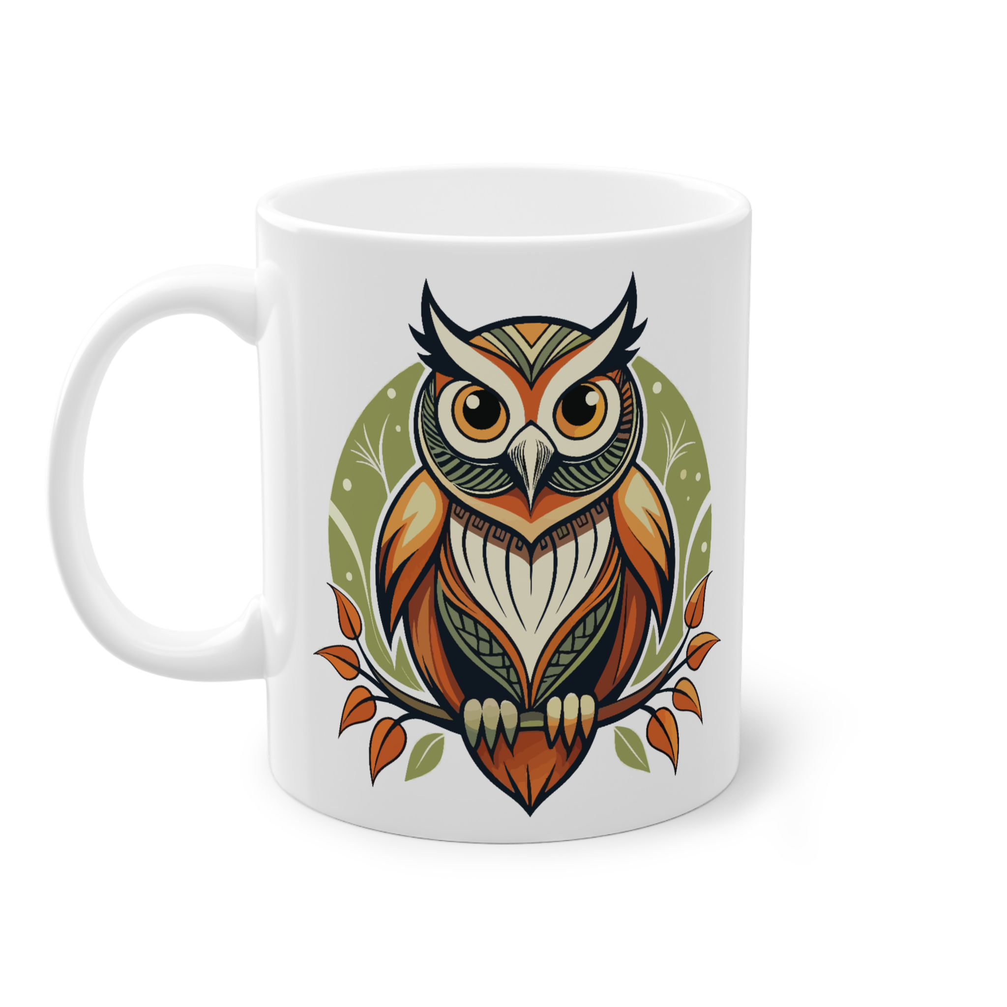 ماگ سرامیک طرح نقاشی پرنده جغدنمای چپ4