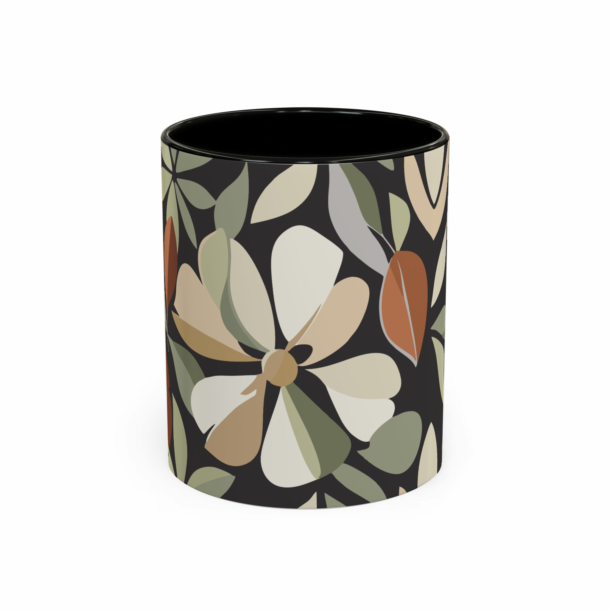 ماگ سرامیکی طرح Flowersنمای روبرو  - رنگ مشکی1