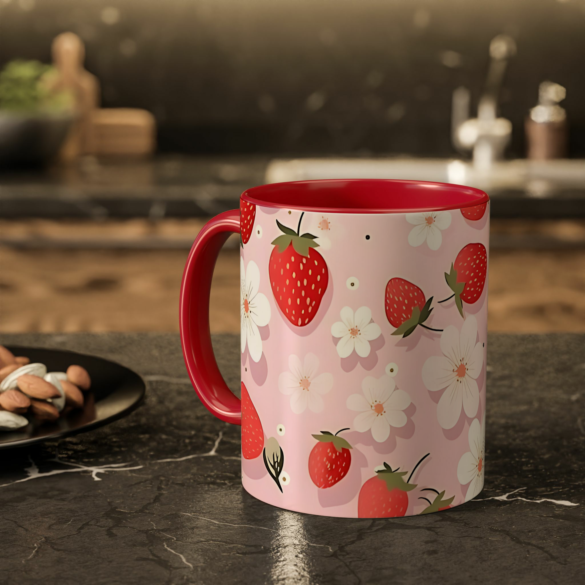 ماگ توت فرنگی🍓زمینه ۲ - رنگ قرمز2