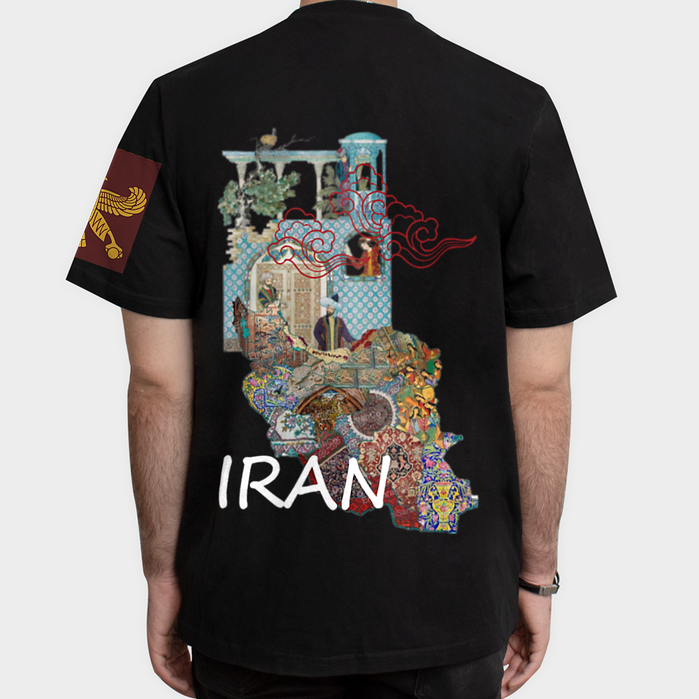 تیشرت طرح ایراننمای پشت - رنگ مشکی