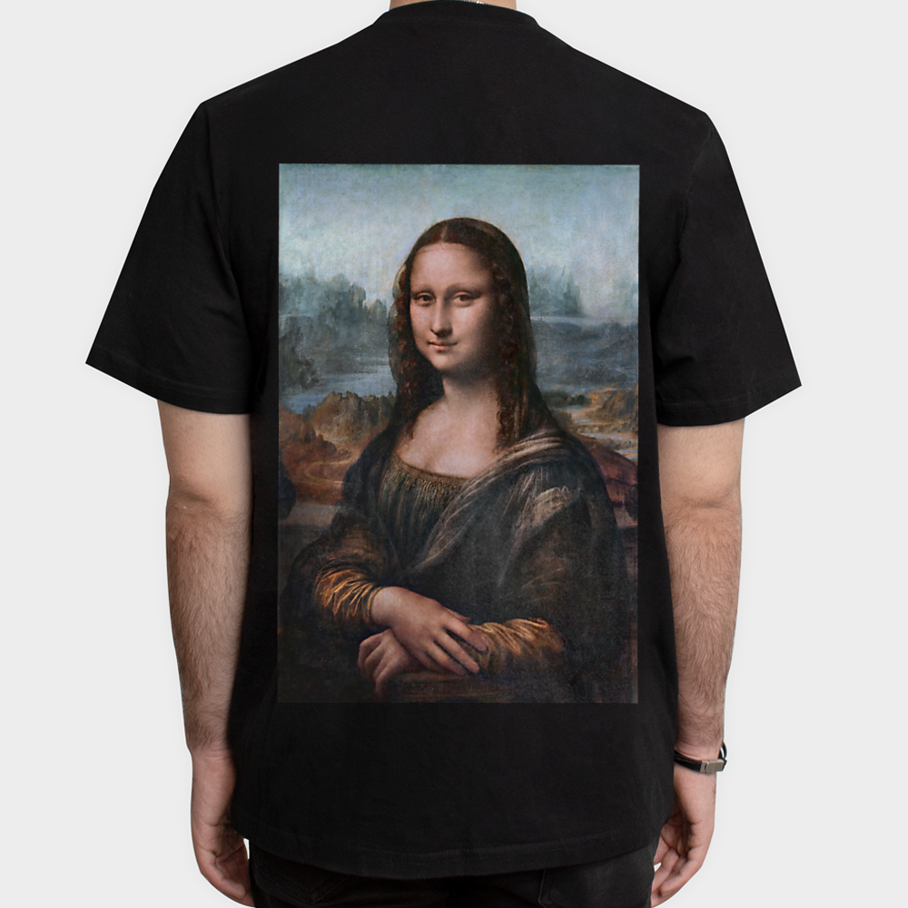تی شرت طرح مونالیزا زیبانمای پشت - رنگ مشکی6