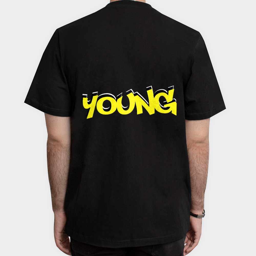 تیشرت طرح جوجه/ متن Youngنمای پشت - رنگ مشکی
