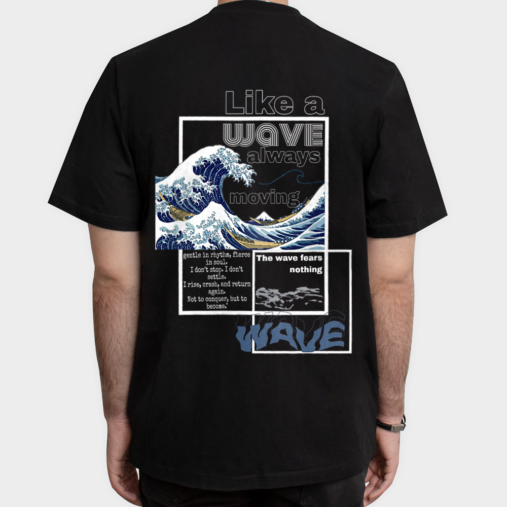 تیشرت موج waveنمای پشت - رنگ مشکی