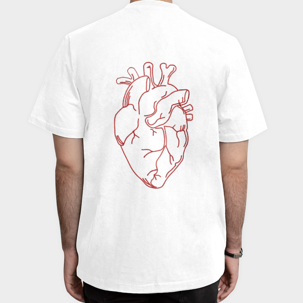تیشرت طرح قلبنمای پشت - رنگ سفید0