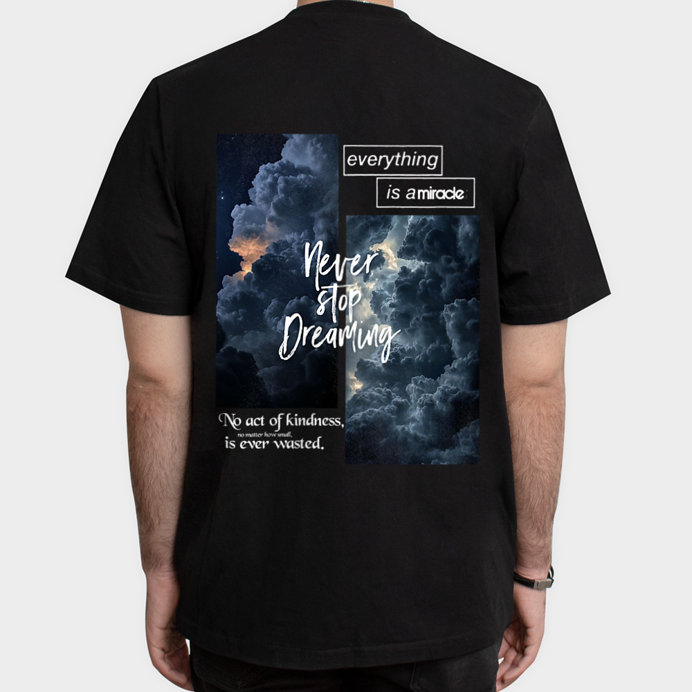 تیشرت never stop dreamingنمای پشت - رنگ مشکی5
