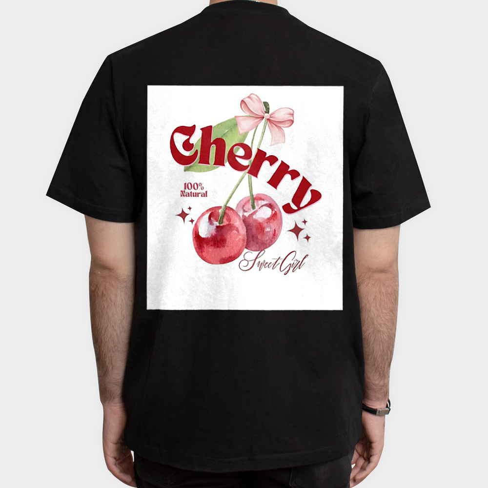تیشرت تابستونه cherry 🍒🍓🐈نمای پشت - رنگ مشکی5