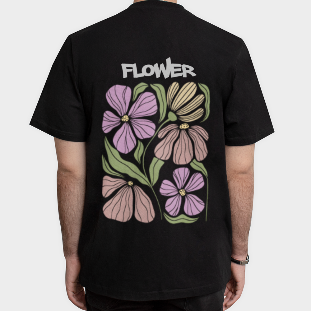 Flower t-shirtنمای پشت - رنگ مشکی5