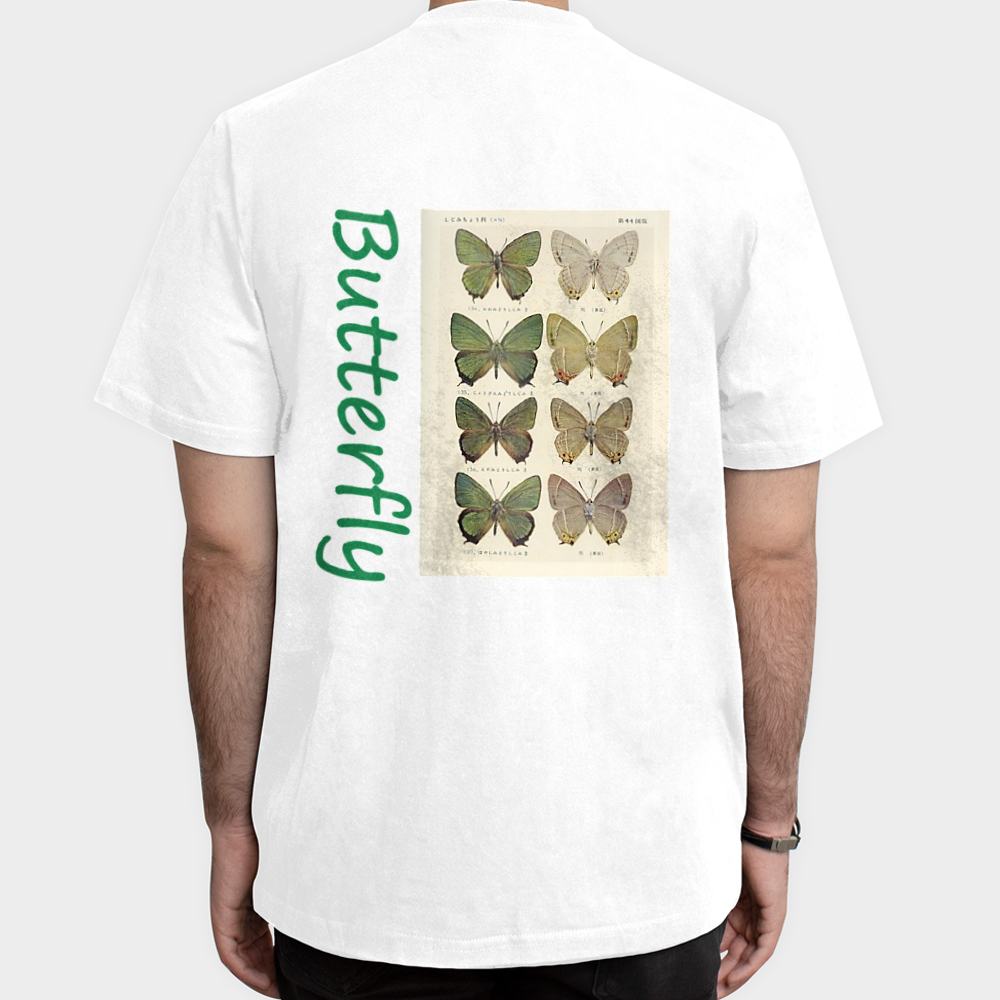 تی شرت نخ پنبه طرح Butterflyنمای پشت - رنگ سفید