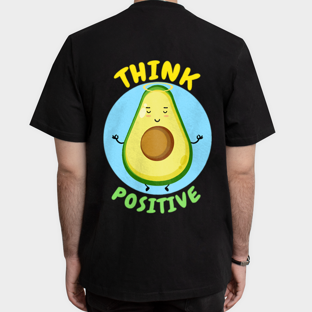 تیشرت طرح think positive آووکادونمای پشت - رنگ مشکی5