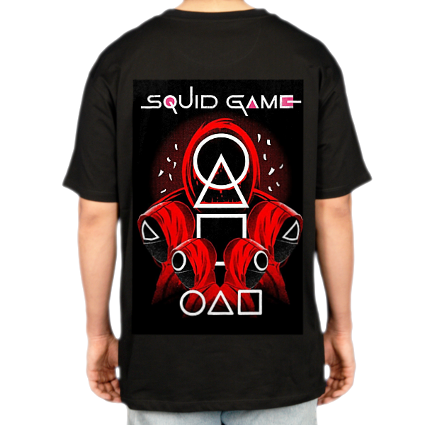تیشرت طرح اسکویید گیم game overنمای پشت - رنگ مشکی2