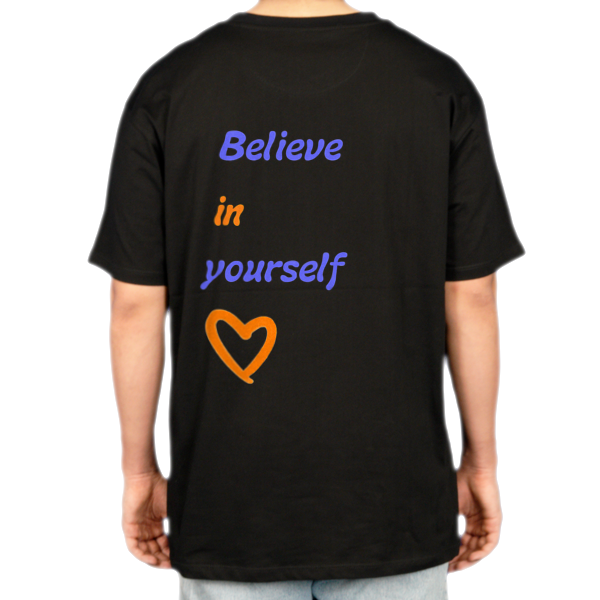 تیشرت انگیزشی طرح believe in yourselfنمای پشت - رنگ مشکی2