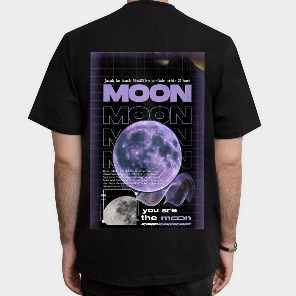 تیشرت با طرح moonlightنمای پشت - رنگ مشکی
