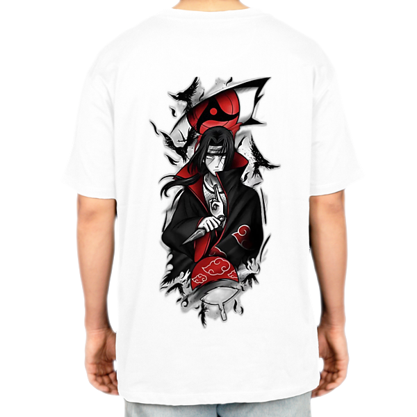 تیشرت مدل Naruto طرح شخصیت ایتاچینمای پشت - رنگ سفید2