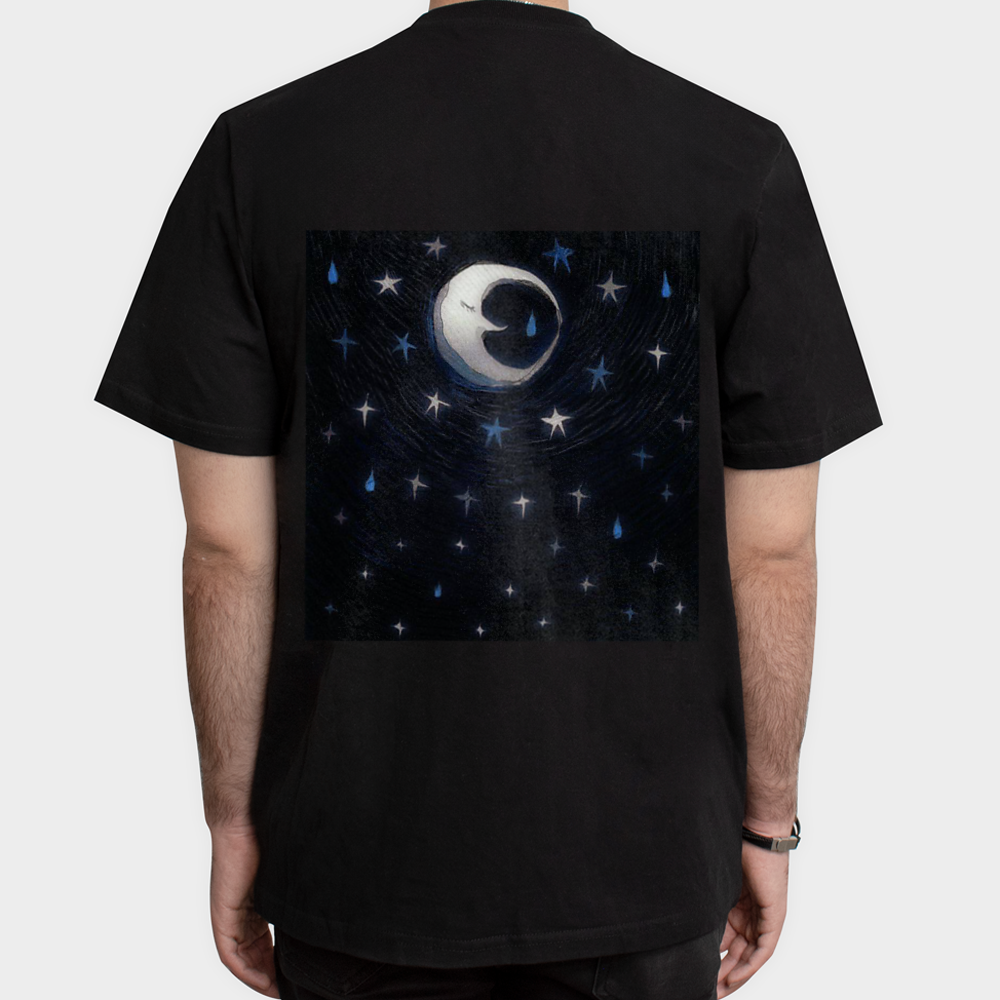 تیشرت طرح انیمیشن Moon🐈⬛🌑نمای پشت - رنگ مشکی