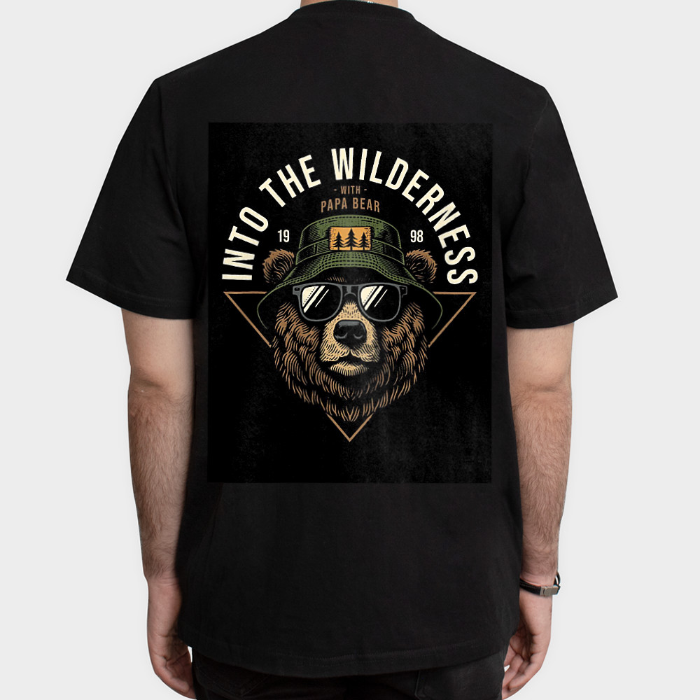 تیشرت طرح wild bearنمای پشت - رنگ مشکی