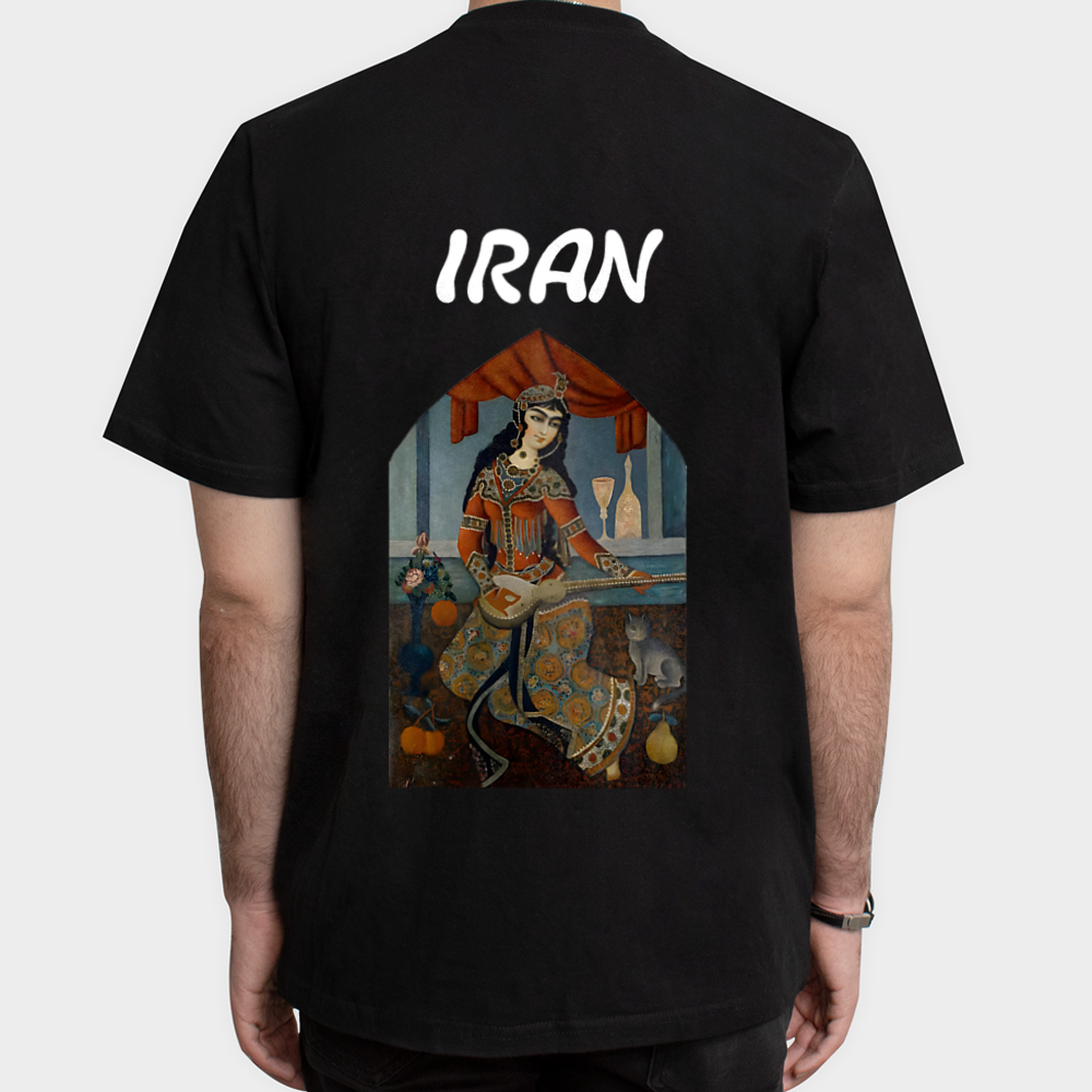 تیشرت فانتزی با طرح نقش و نگار ایرانینمای پشت - رنگ مشکی5
