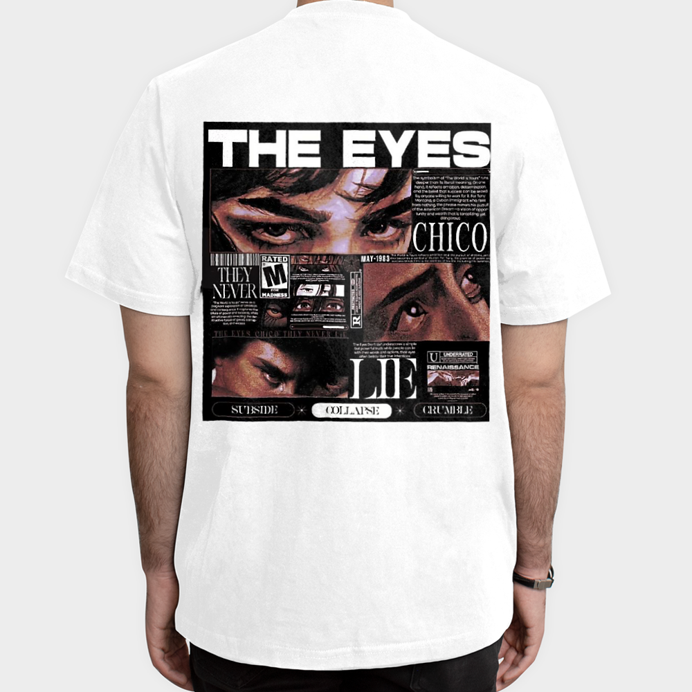 تیشرت طرح The Eyesنمای پشت - رنگ سفید5