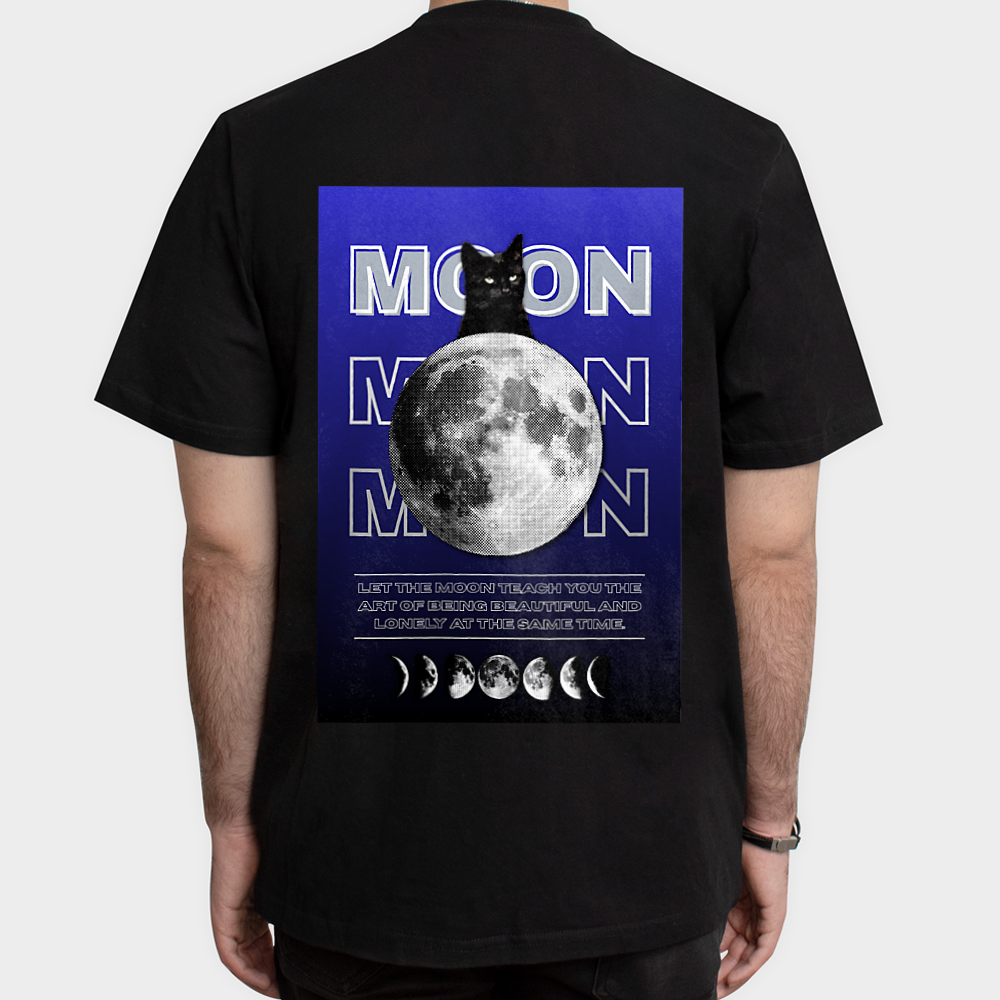 تیشرت طرح Moonنمای پشت - رنگ مشکی