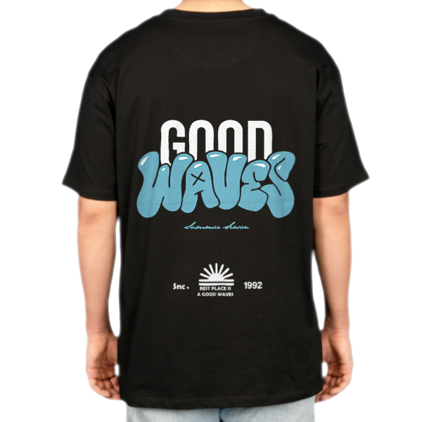 تیشرت good wavesنمای پشت - رنگ مشکی