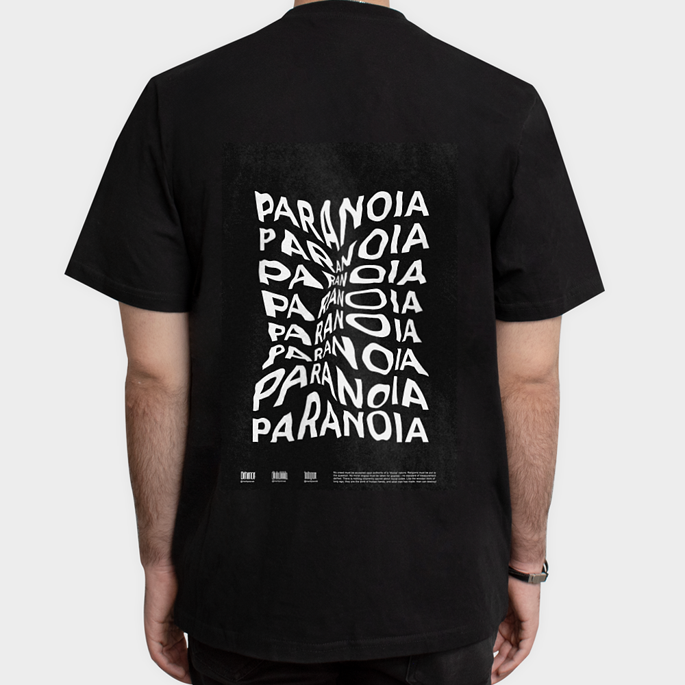 تیشرت طرح paranoiaنمای پشت - رنگ مشکی