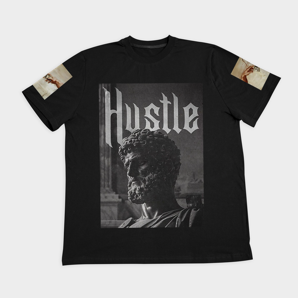 تیشرت hustle-مجسمه کلاسیکنمای روبرو ۲ - رنگ مشکی3