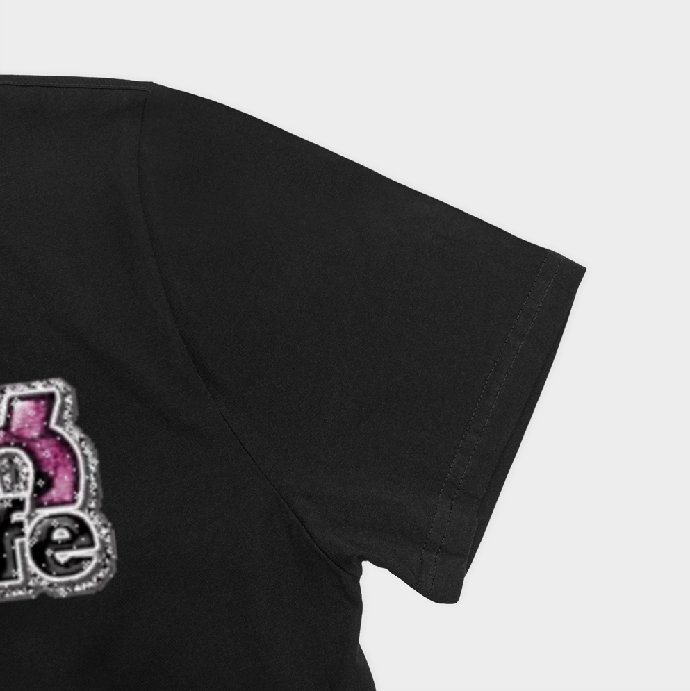 nyan cat hello kitty scenemo t-shirtنمای نزدیک آستین چپ - رنگ مشکی3