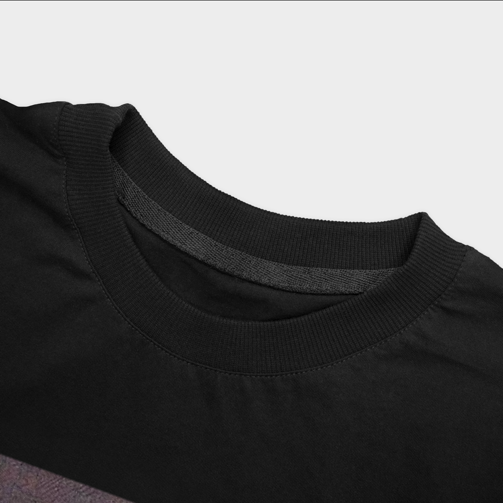 تی شرت طرح مونالیزا زیبانمای نزدیک یقه - رنگ مشکی2