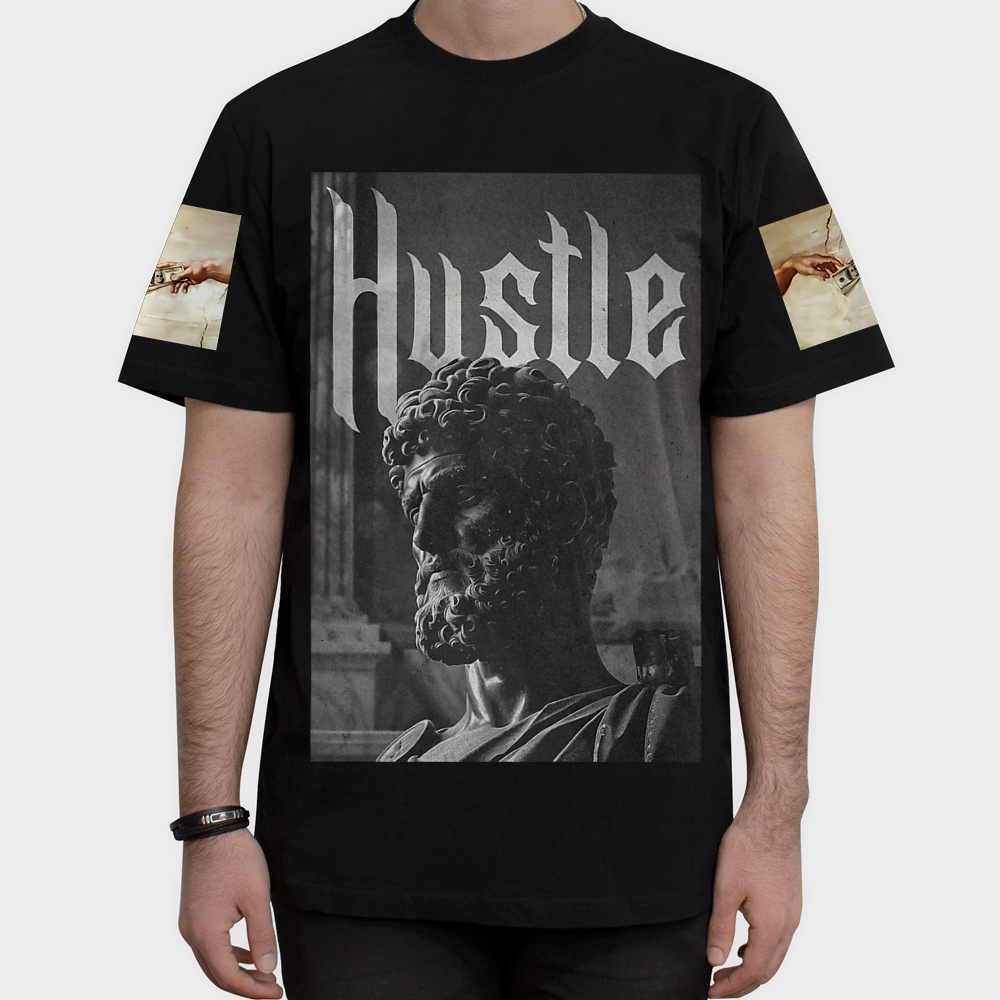 تیشرت hustle-مجسمه کلاسیکنمای روبرو ۱ - رنگ مشکی2