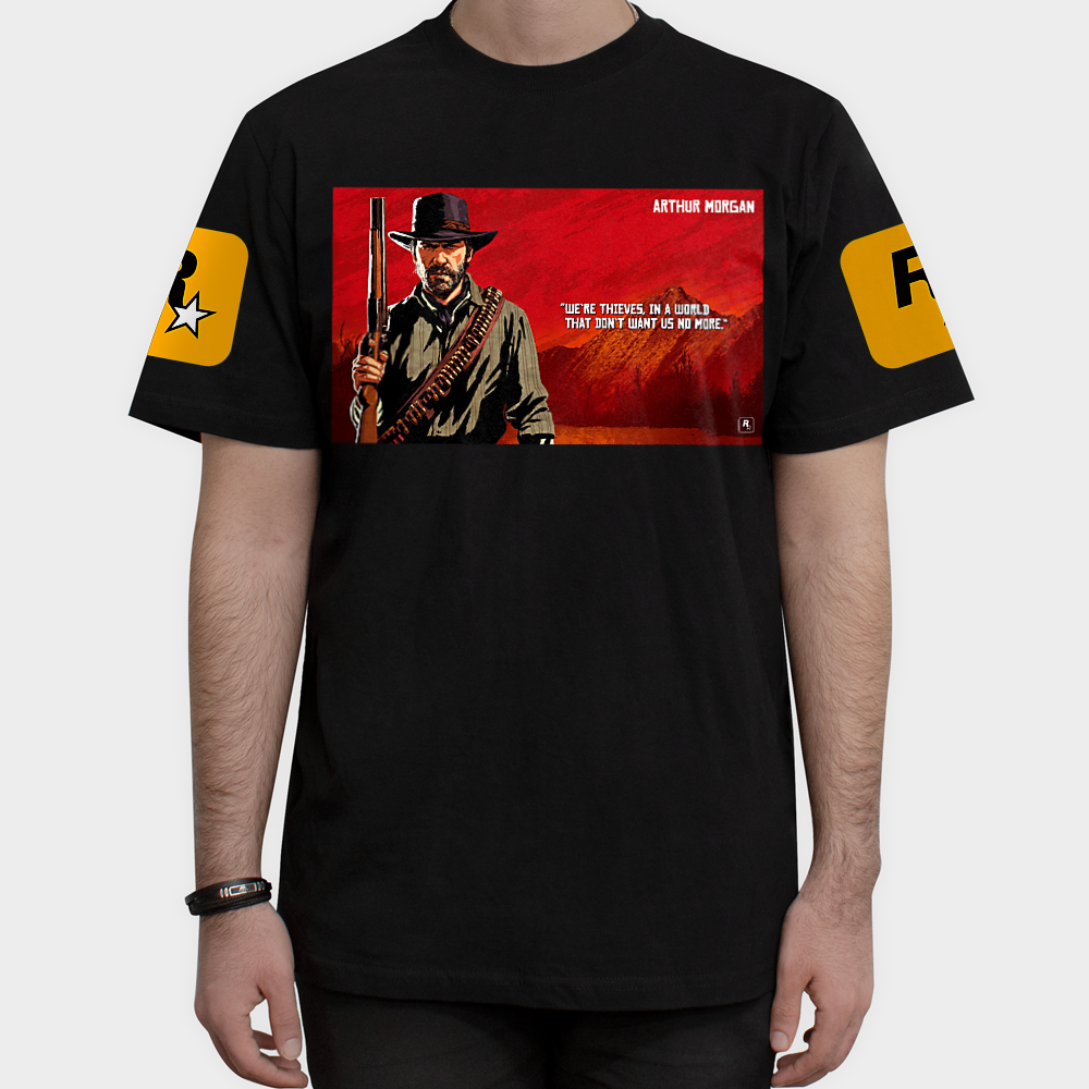 تیشرت آستین کوتاه {آرتور مورگان} RED DEAD  2نمای روبرو ۱ - رنگ مشکی4