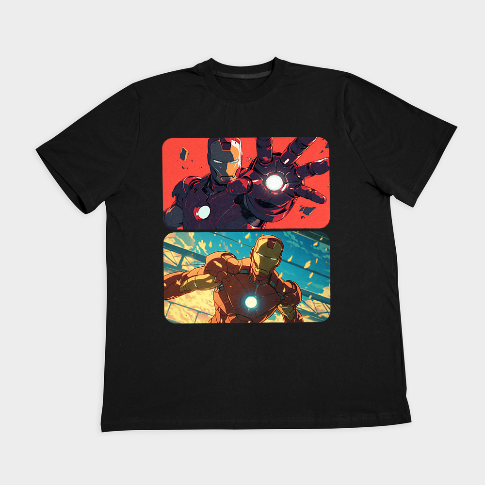 تیشرت آستین کوتاه {مرد آهنی} IRON MANنمای روبرو ۲ - رنگ مشکی3