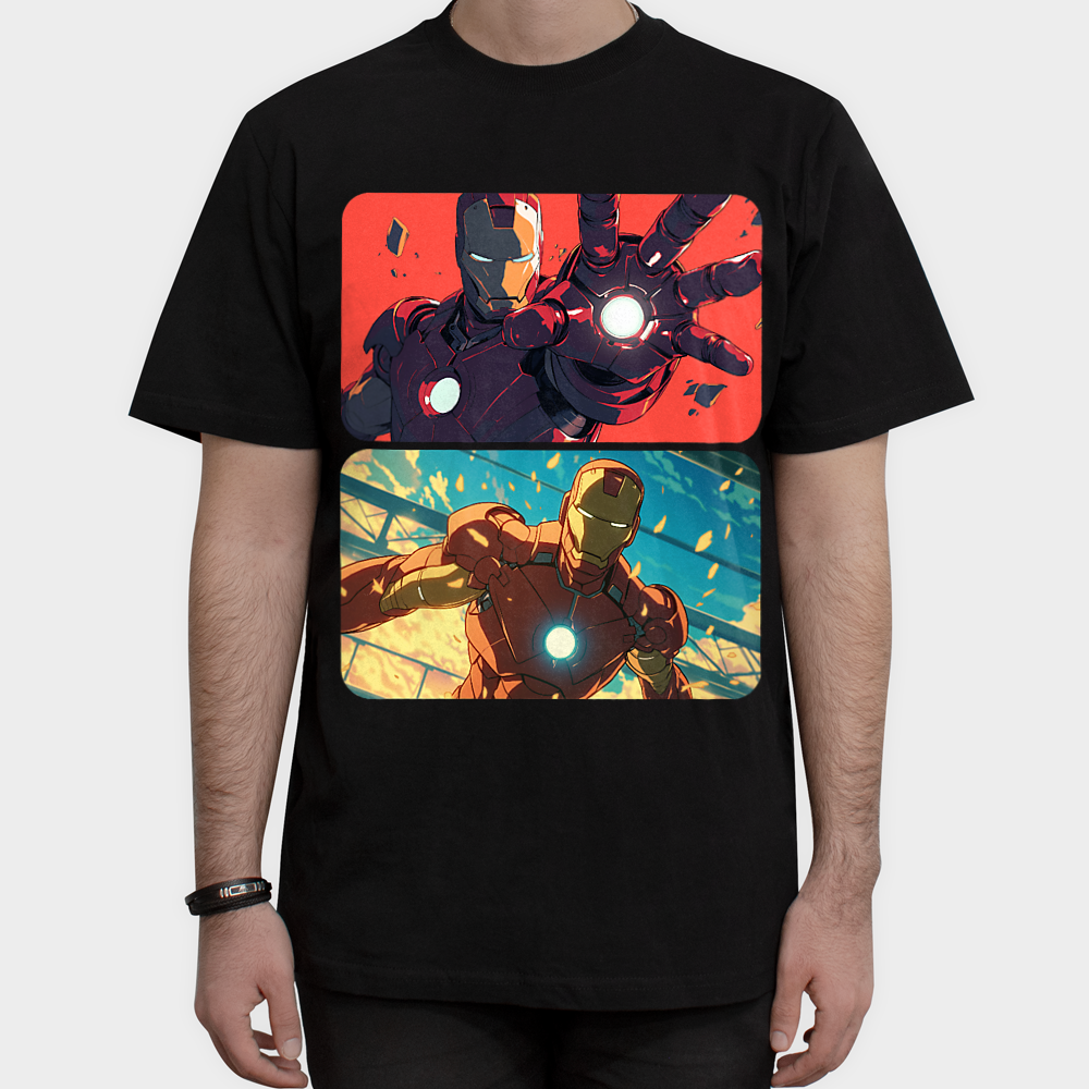تیشرت آستین کوتاه {مرد آهنی} IRON MANنمای روبرو ۱ - رنگ مشکی2