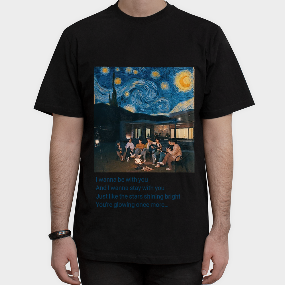 تیشرت طرح بی تی اسنمای روبرو ۱ - رنگ مشکی4