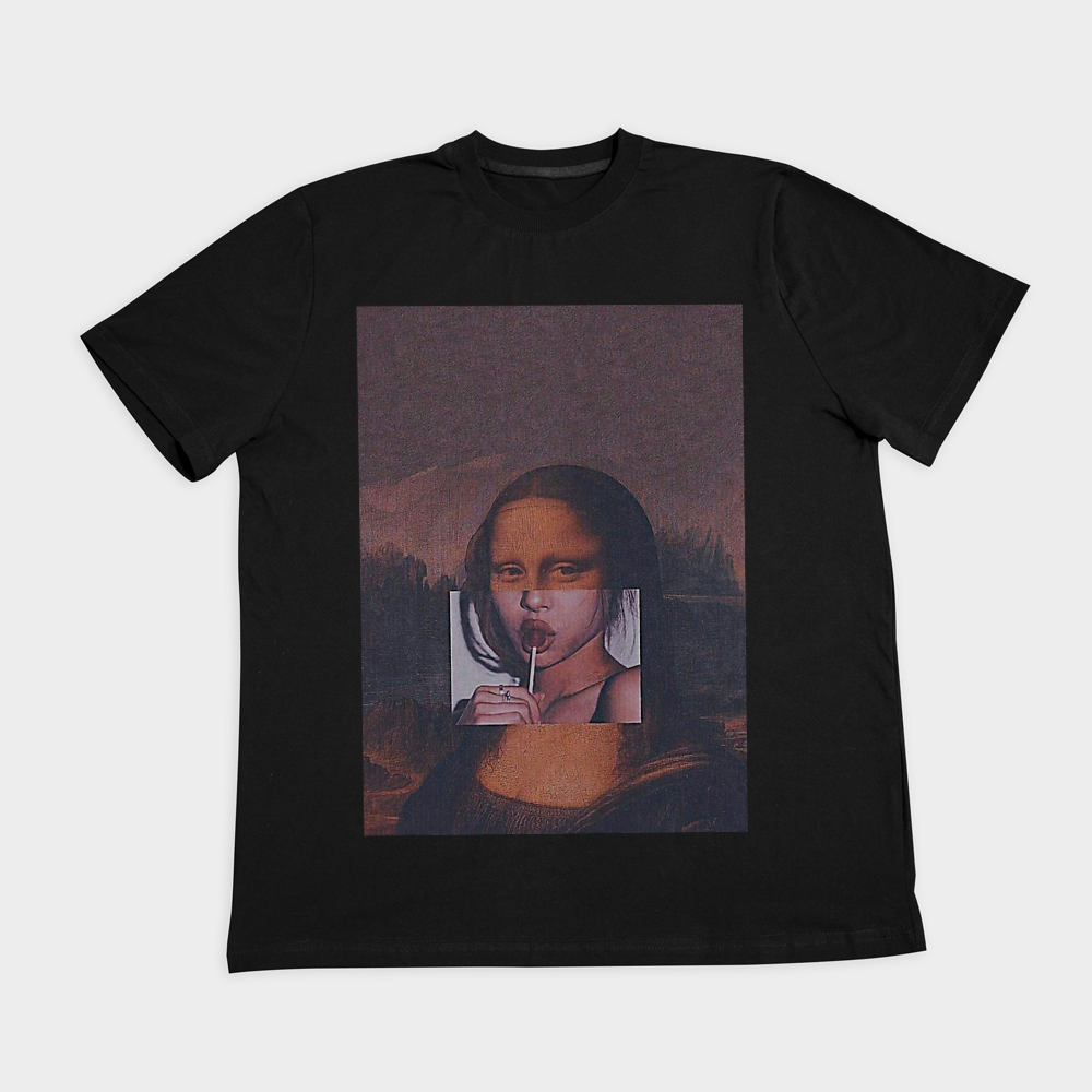 تی شرت طرح مونالیزا زیبانمای روبرو ۲ - رنگ مشکی4