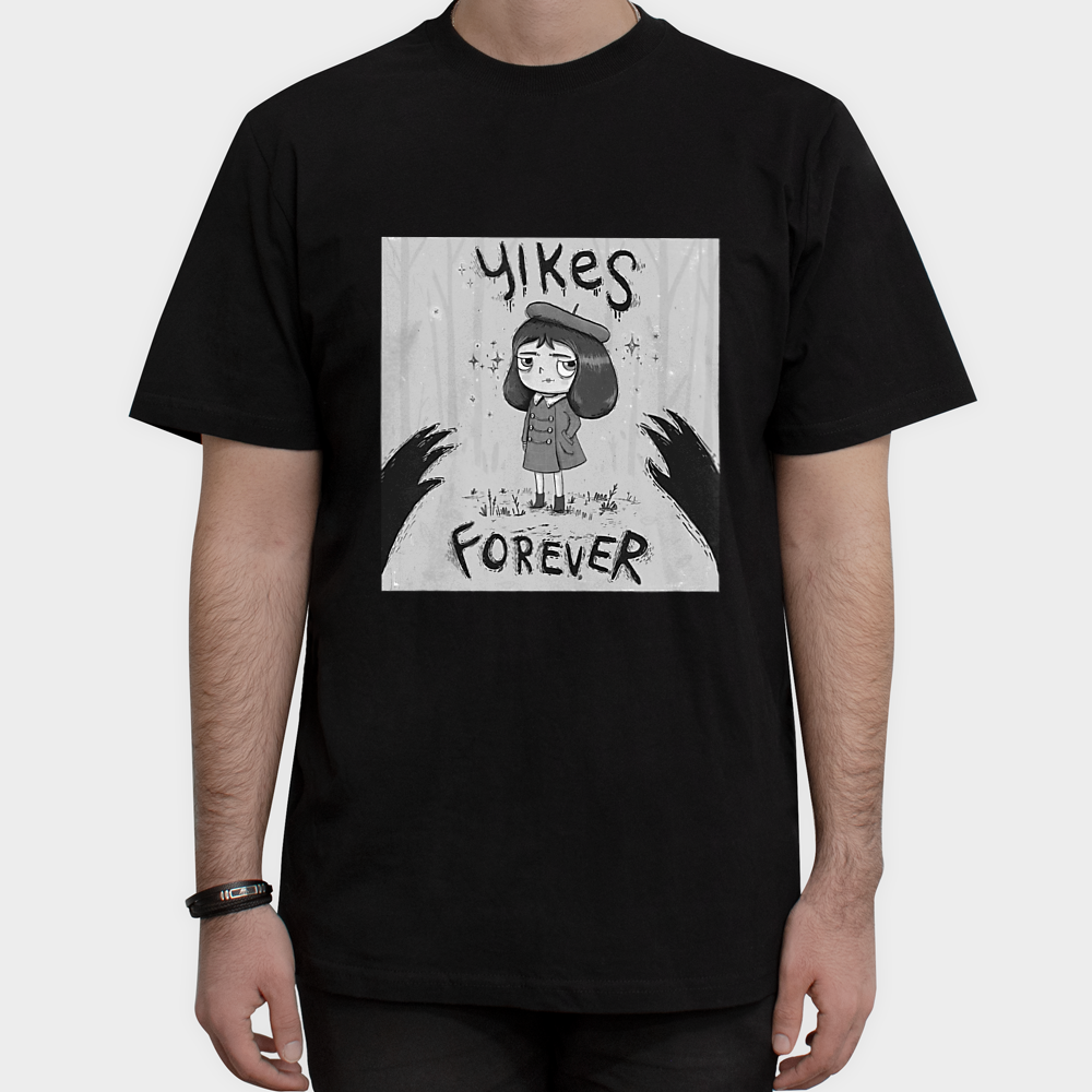 تی شرت طرح بازی  Yikes Forever - Little Misfortuneنمای روبرو ۱ - رنگ مشکی2