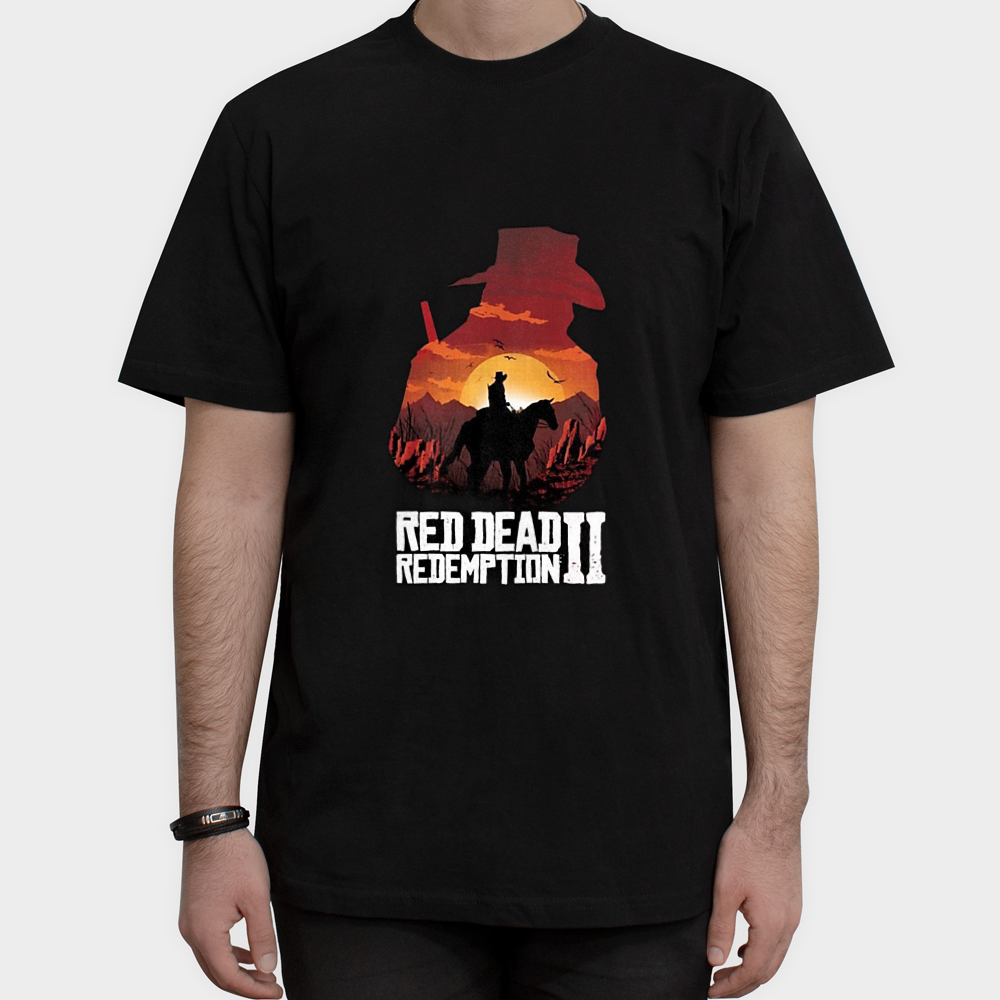 تی شرت طرح بازی red dead redemption 2 کد 01نمای روبرو ۱ - رنگ مشکی2