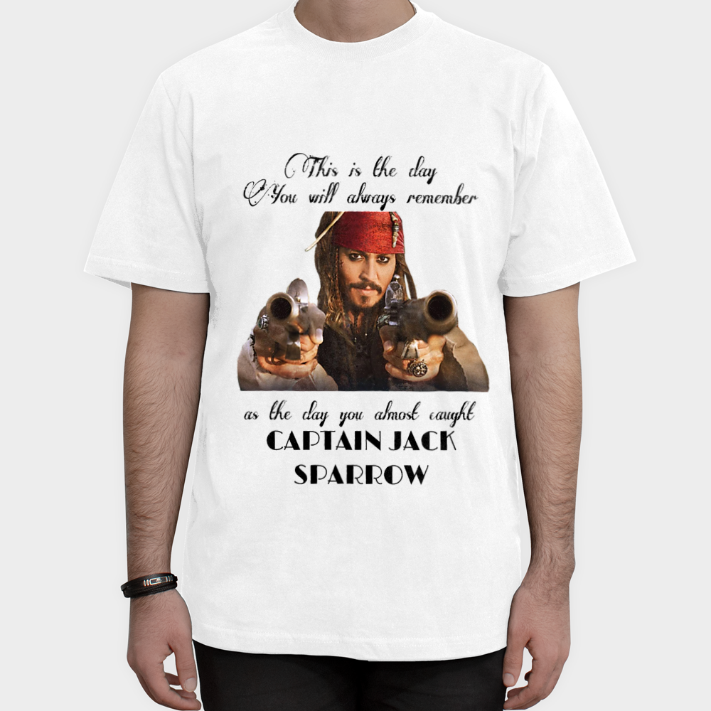 تیشرت کاپیتان جک اسپارو Captain Jack Sparrowنمای روبرو ۱ - رنگ سفید