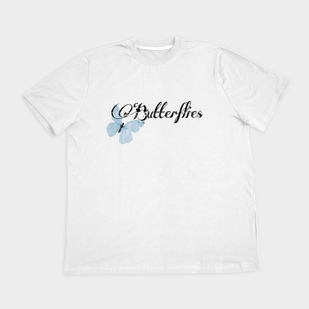 تیشرت پروانه آبی blue butterflyنمای روبرو ۲ - رنگ سفید2
