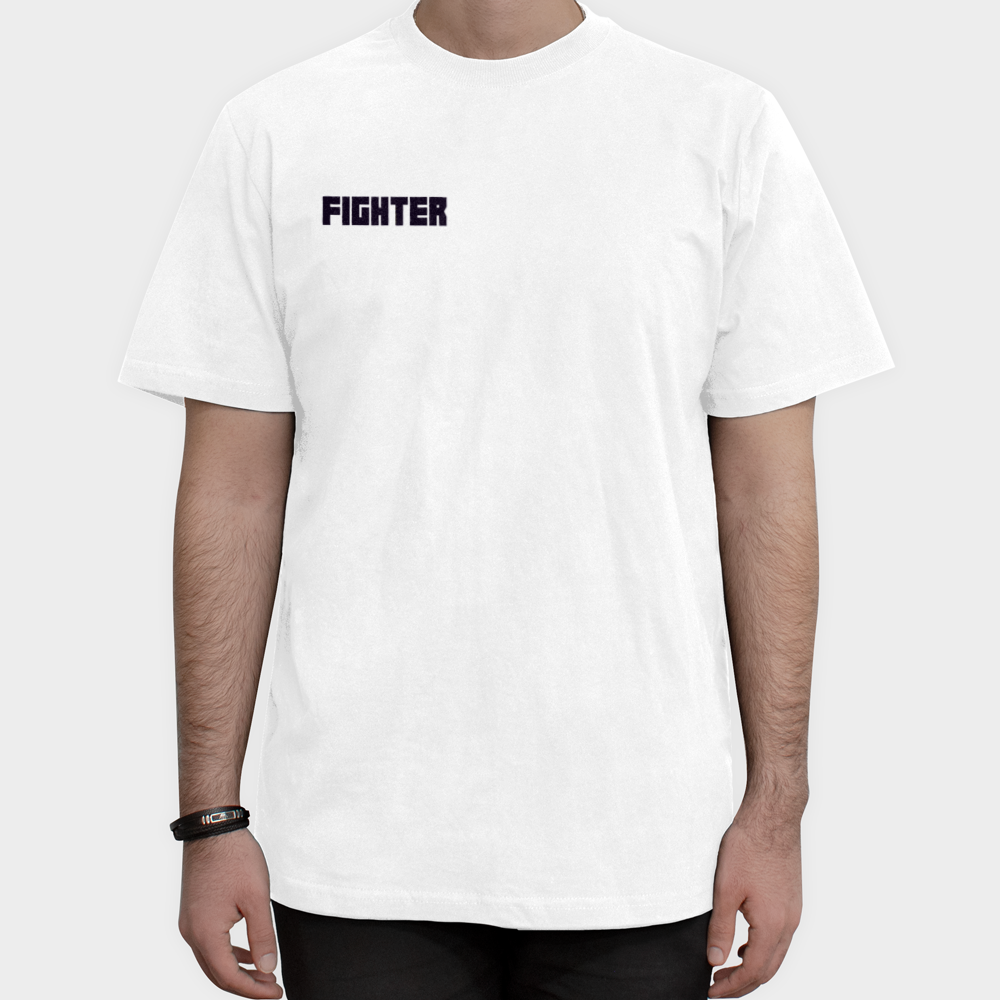 تیشرت طرح Fighterنمای روبرو ۱ - رنگ سفید2