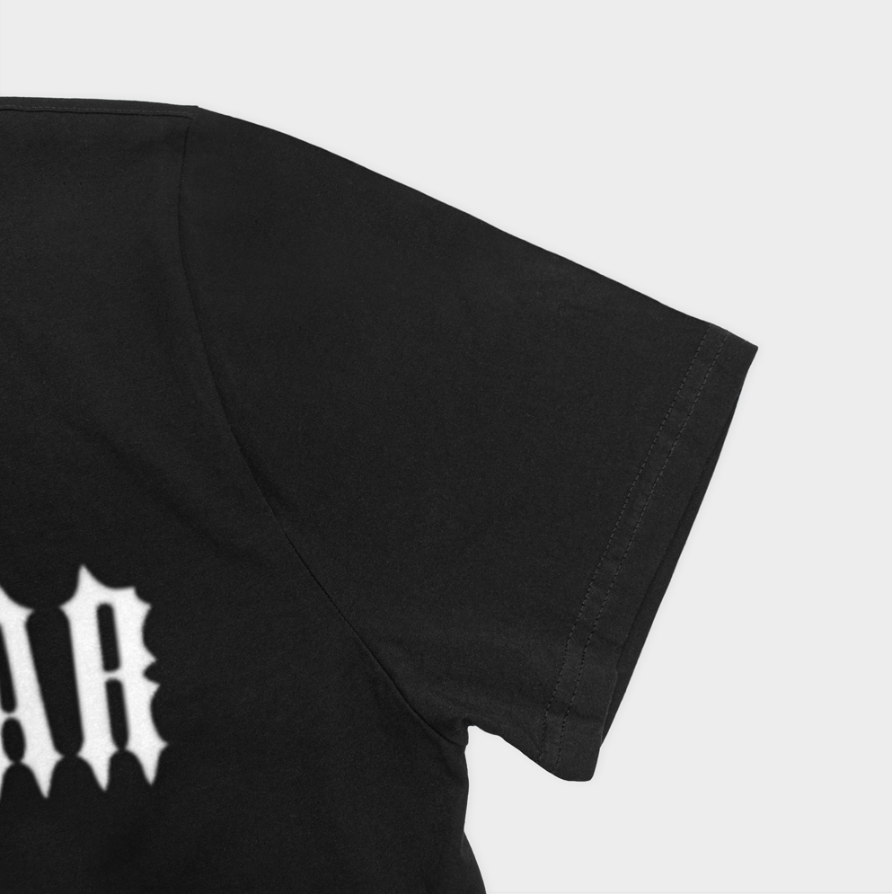 تیشرت تروپ استار(trap star)نمای نزدیک آستین چپ - رنگ مشکی4