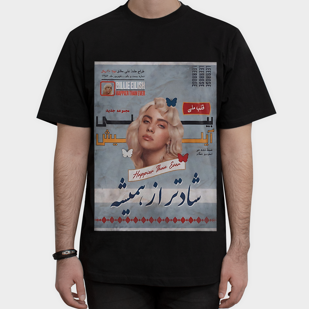 تیشرت طرح بی تی اسنمای روبرو ۱ - رنگ مشکی1
