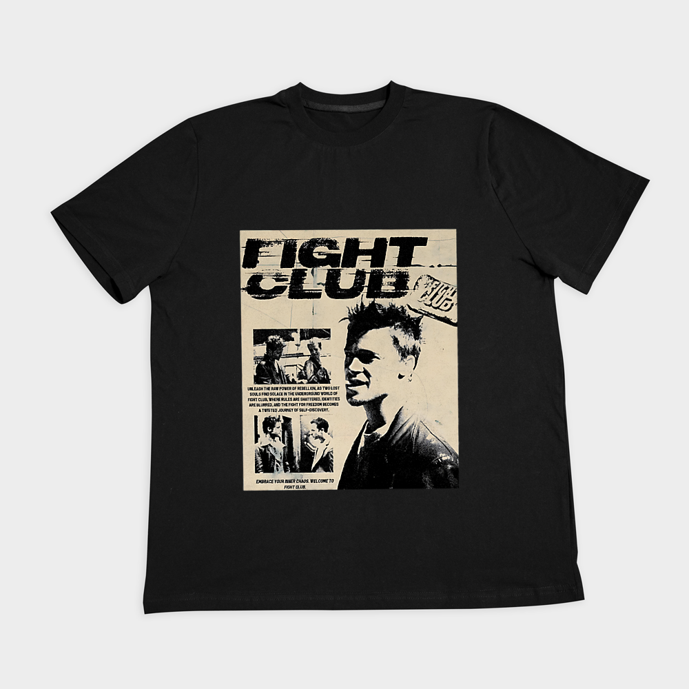 تیشرت طرح فایت کلاب /fight clubنمای روبرو ۲ - رنگ مشکی1