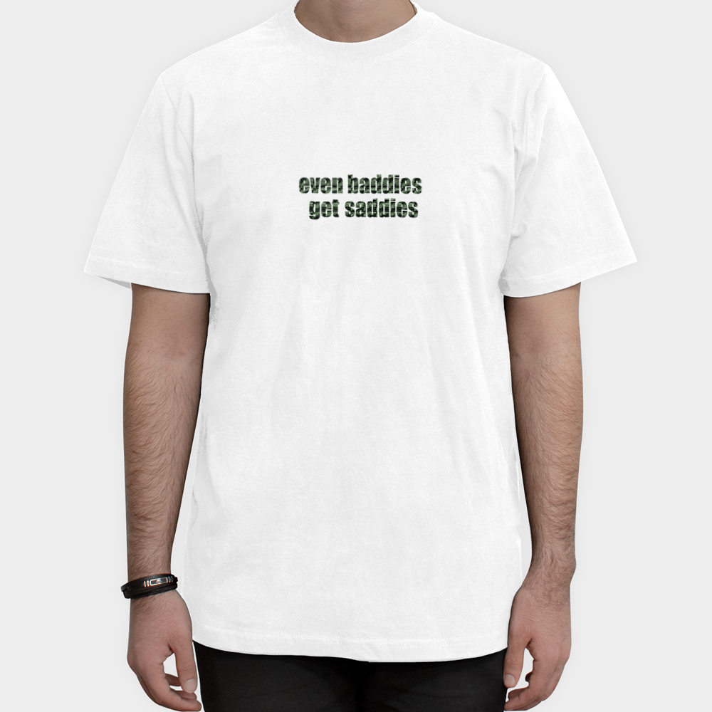 تیشرت even baddies get saddiesنمای روبرو ۱ - رنگ سفید