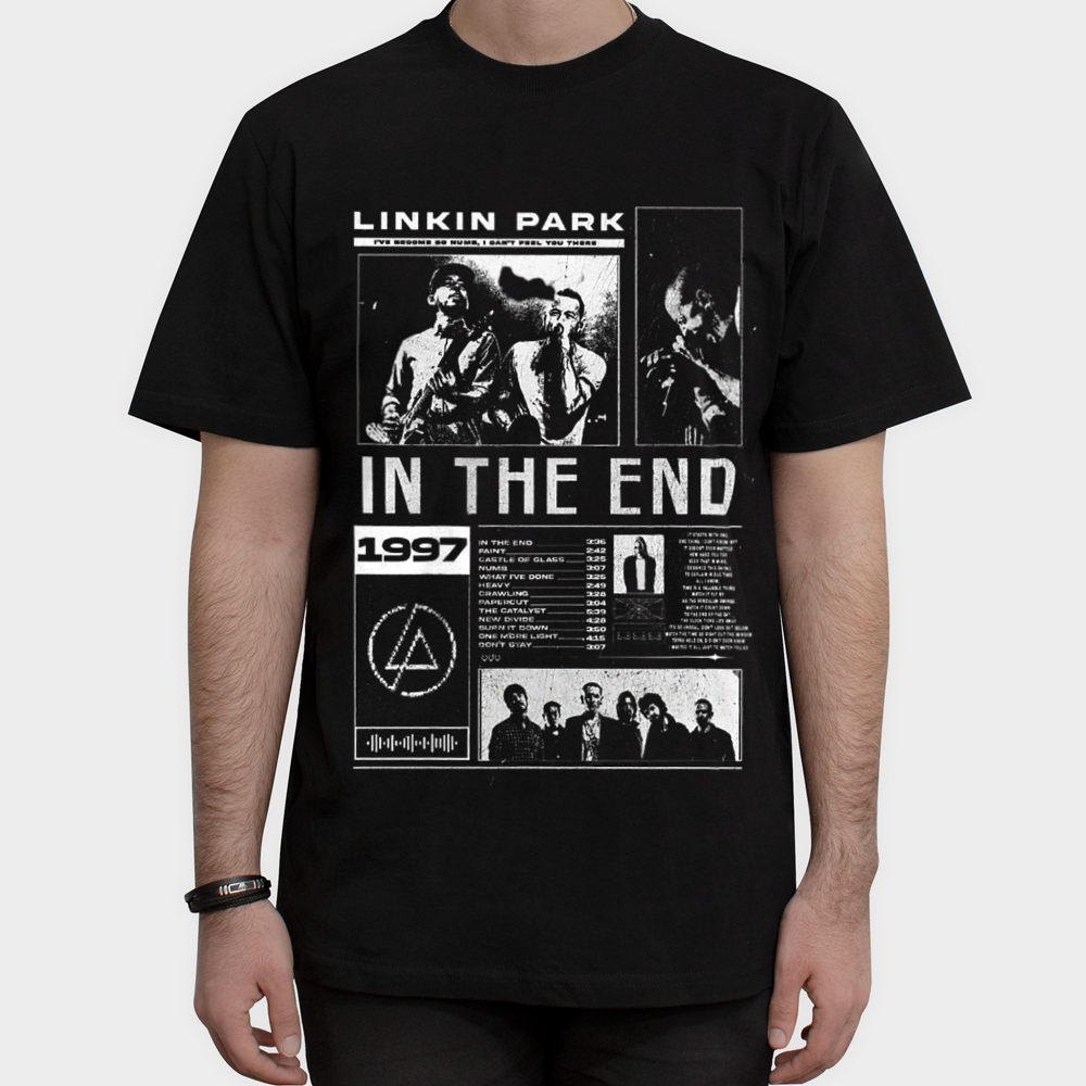 تیشرت طرح linkin parkنمای روبرو ۱ - رنگ مشکی