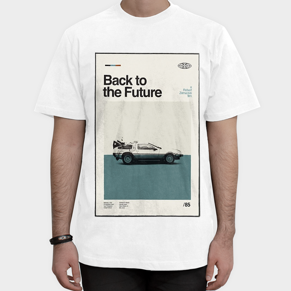 تیشرت طرح فیلم back to the futureنمای روبرو ۱ - رنگ سفید