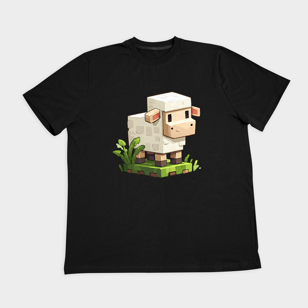 تیشرت طرح MinecraftSheepنمای روبرو ۲ - رنگ مشکی