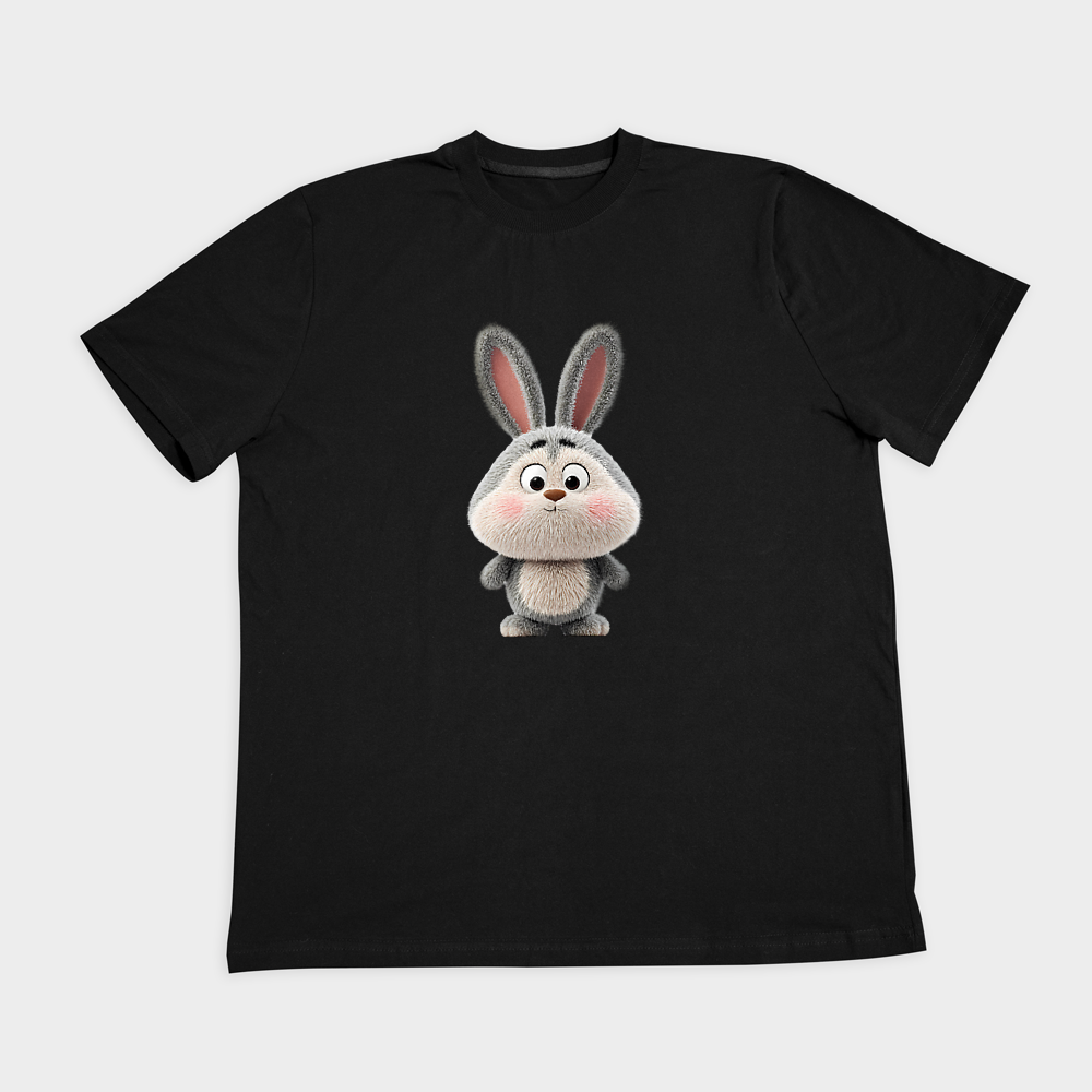 تیشرت طرح  Cute Gray Bunnyنمای روبرو ۲ - رنگ مشکی1