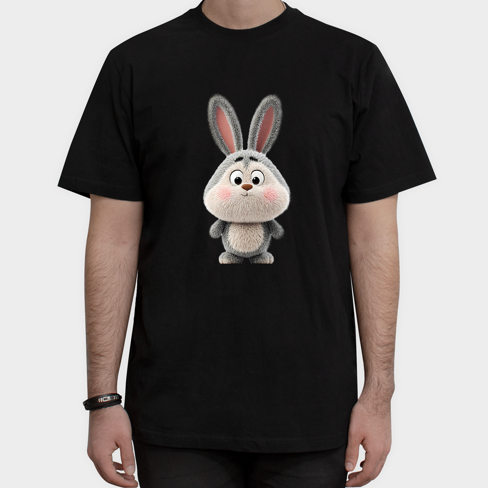 تیشرت طرح  Cute Gray Bunnyنمای روبرو ۱ - رنگ مشکی