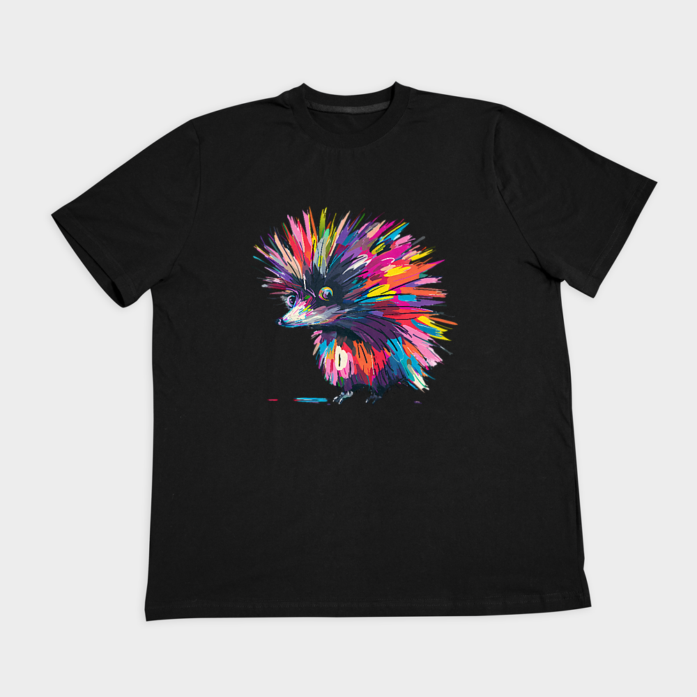 تیشرت طرح Colorful Hedgehogنمای روبرو ۲ - رنگ مشکی1