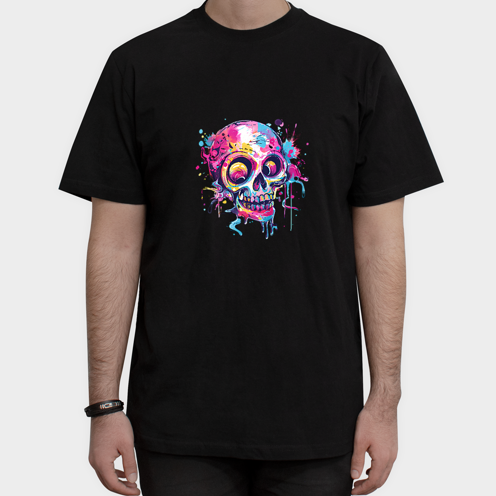 تیشرت طرح Colorful Skullنمای روبرو ۱ - رنگ مشکی1