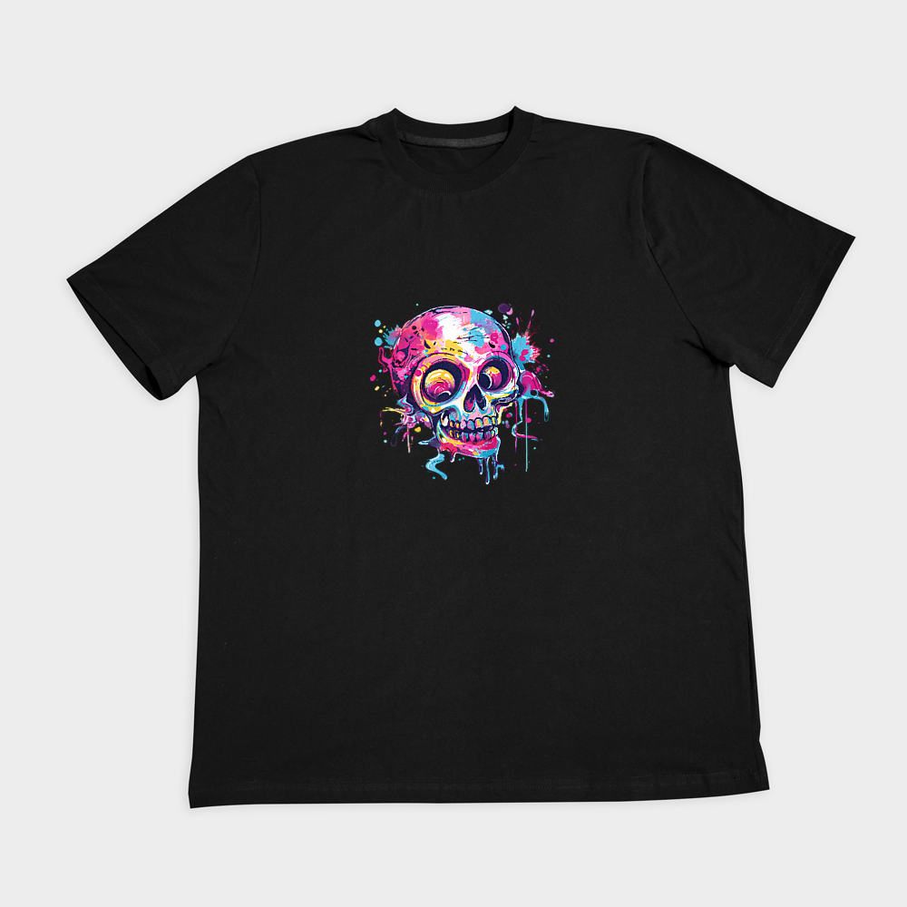 تیشرت طرح Colorful Skullنمای روبرو ۲ - رنگ مشکی
